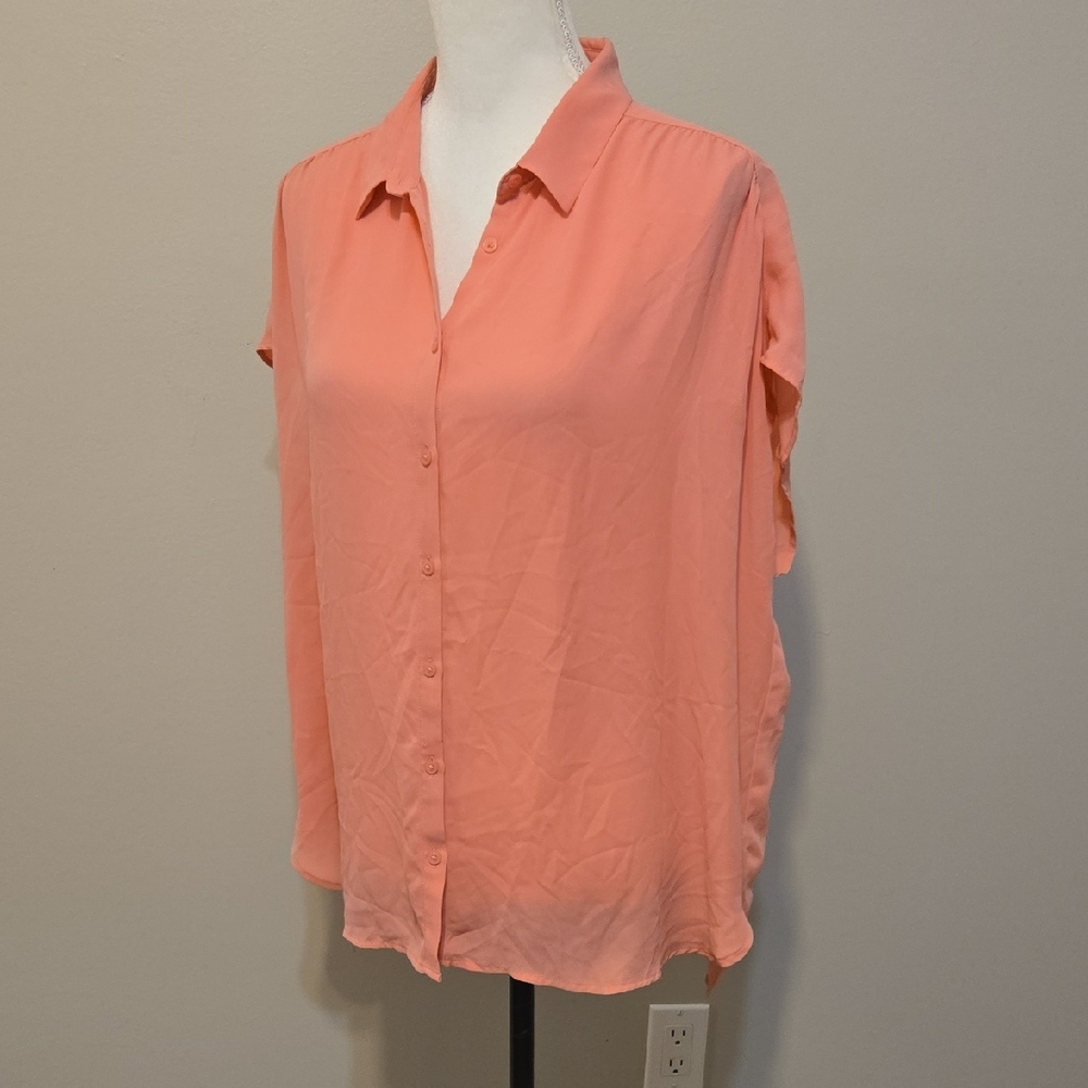 LOFT Coral Short Sleeve Blouse